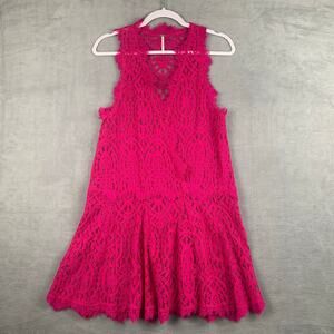 Free People Heart In Two Dress Hot Pink Mini Lace No Lining Slip Size XS